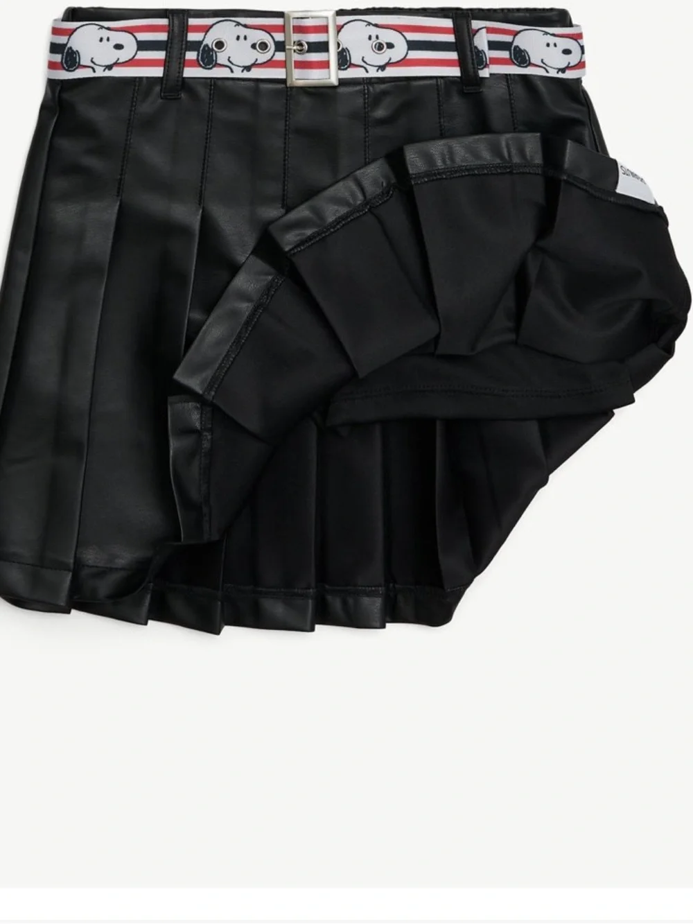 Justice Black Pleated Faux Leather Mini Skirt